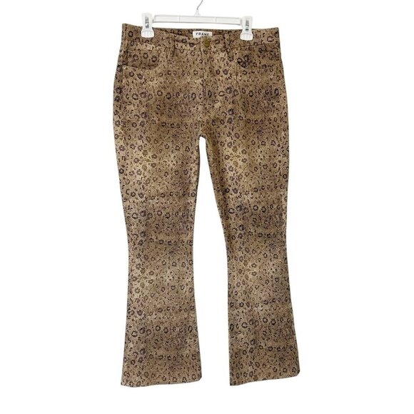 Frame Le Crop Mini Boot Jeans Women’s Size 30 Snake Print High Rise - Picture 1 of 10